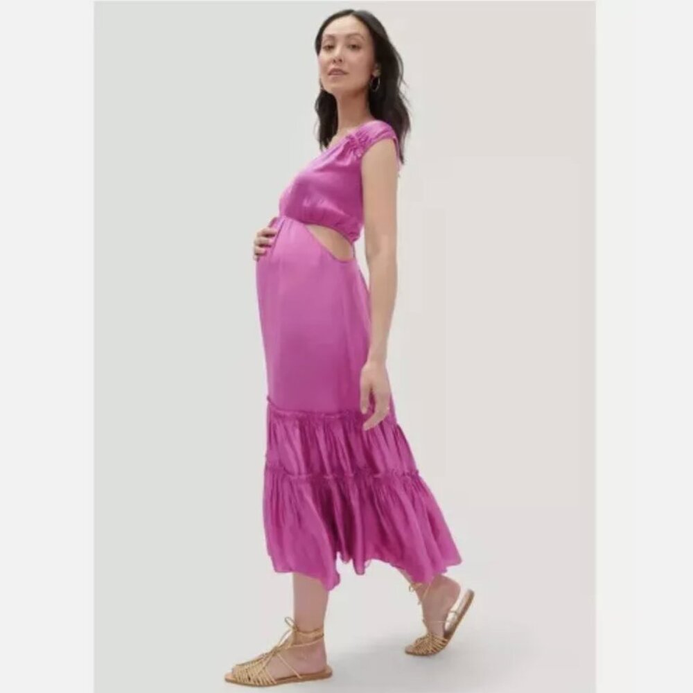 HATCH The Esme Cut Out Midi Dress in Wild Orchid Size 2